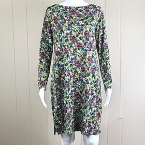 J. Jill Wearever Collection Rayon Stretch Floral Print Long Sleeve Shift Dress